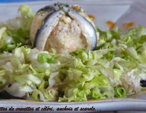 Petites boulettes de crevettes et céléri en salade