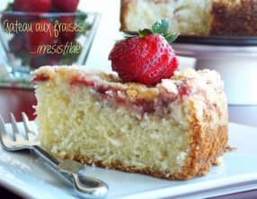 Gateau aux fraises et crumble