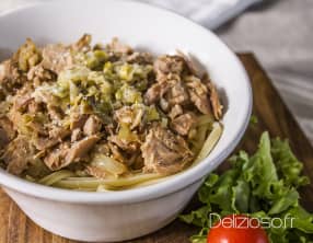 Pâtes au thon et poireau