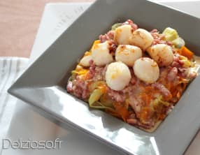Tagliatelles de légumes au Porto et Saint-jacques
