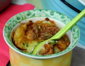 Petits flans de courgette, chèvre, menthe