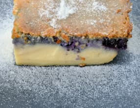 Gâteau magique vanille et myrtilles