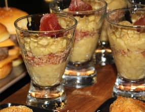 Verrine au poireau et jambon croustillant