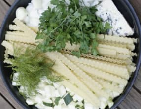 One pan pasta aux courgettes et roquefort