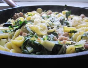 Pâtes aux blettes et au porc