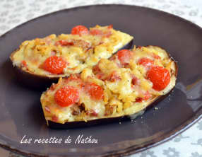 Aubergines farcies aux pâtes grecques