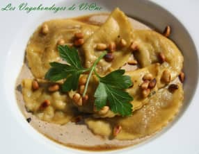 Ravioles cèpes, ricotta, sauce au porto