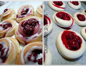 Brioches coeur cerises.