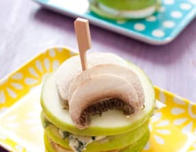 Mille feuille de pomme, fourme d'Ambert et champignon