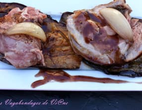 Selle d'agneau au vin rouge et aubergine