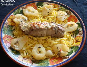 Filet mignon de porc aux poires et gorgonzola au mascarpone