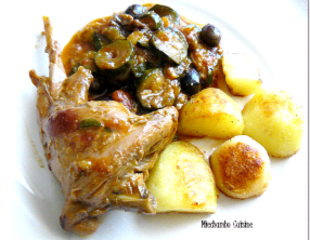 Lapin aux poivrons et courgettes en cocotte