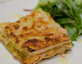 Lasagne fraiche aux deux saumons et poireaux