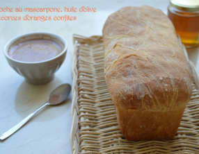 Brioche au mascarpone, huile d’olive et écorces d’oranges confites
