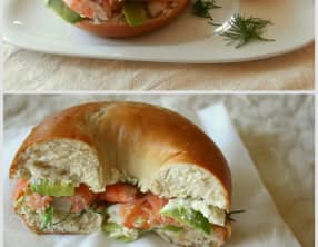 Bagels au saumon fumé, avocat et crevettes
