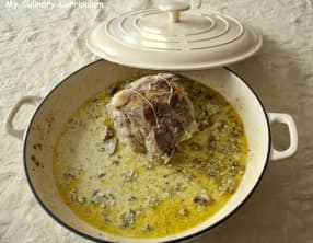 Rôti de porc à la cocotte à la moutarde et champignons
