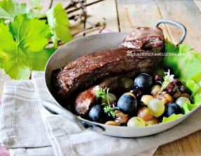 Plancha d'onglet de veau sauce vendangeur