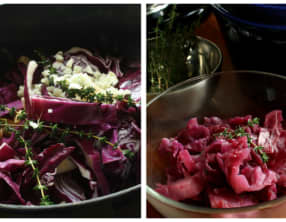 Chou rouge aux pommes et lard fumé