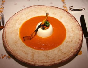 Bavarois de Munster et crème de carotte au cumin