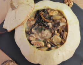 Pâtissons farcis au poulet et aux champignons des sous-bois