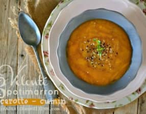 Velouté de potimarron carotte cumin et gomasio