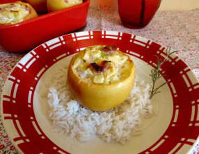 Pommes farcies au chèvre poireau et pancetta