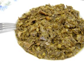 Saka saka ou pondu à la morue fumée