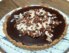 Tarte chocolat, amande et noix de coco