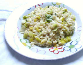 Risotto au poireau et au gorgonzola