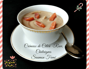 Crémeux de céleri-rave, châtaignes et saumon fumé