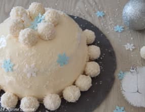 Bûche "boule de neige" au gianduja et à la noix de coco