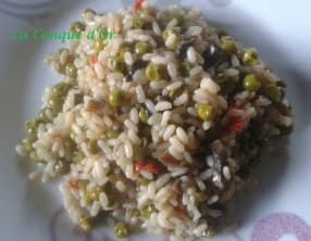 Riz aux petits pois,champignons et poivron