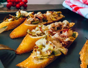 Bouchées de poireaux et bacon gratinées