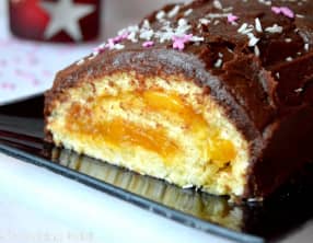 Bûche de Noël chocolat mangue