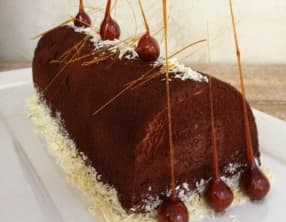 Bûche de Noël au chocolat, crémeux à la vanille de bourbon