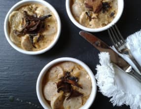 Cassolettes de boudin blanc sauce au foie gras et aux cèpes