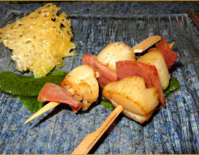 Brochette de Saint Jacques et jambon cru