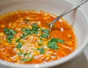 Soupe tortilla au bouillon de poulet