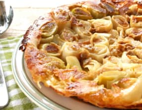 Tarte renversée aux poireaux et Brillat-savarin