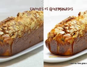 Cake au foie gras et au magret fumé.