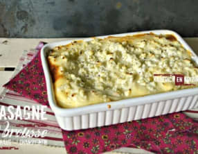 Lasagnes fraiches à la brousse, artichaut et champignon