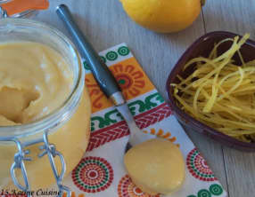 Les filaments de zeste de citron semi-confit et le lemon curd
