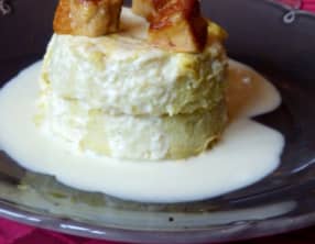 Flan de topinambours au foie gras et crème de jambon fumé