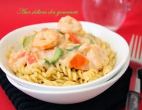pâtes aux courgettes et aux crevettes
