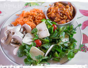 Salade à la betterave au chorizo et au crottin de Chavignol