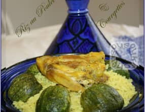 Riz au poulet et courgettes rondes