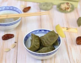 Raviolis chinois au thé matcha et pommes