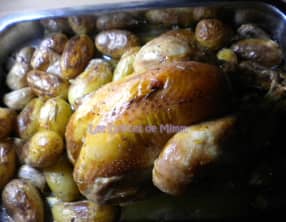 Poulet rôti au four et ses pommes grenailles