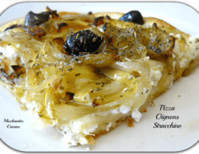 Pizza aux oignons nouveaux et stracchino