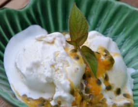 Glace au yaourt, fruits de la passion
